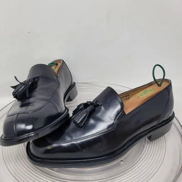 Vintage Florsheim IMPERIAL Black Tassel Loafers Mens 8 D Made in ITALY Worn 2x