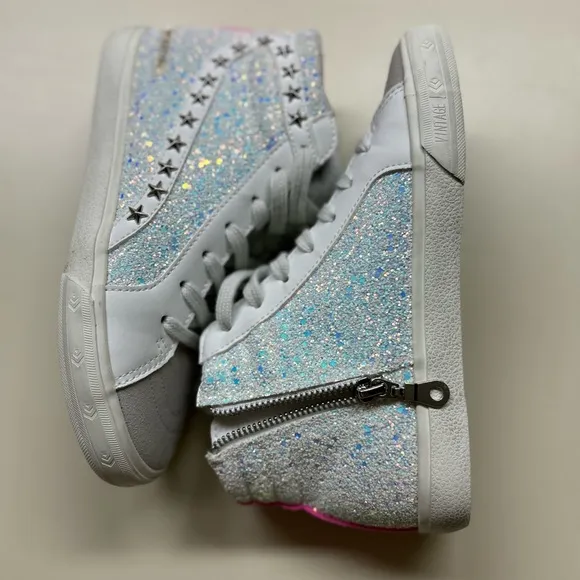 Vintage Havana Girls Rita Glitter Star High Top Sneakers 5M Youth