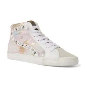 Vintage Havana High-Top Sneakers with Star Accents Calf Hair