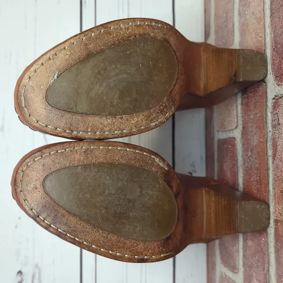 Vintage L.L. Bean Women's Leather Camel Penny Loafer Heels Preppy Academia 7.5