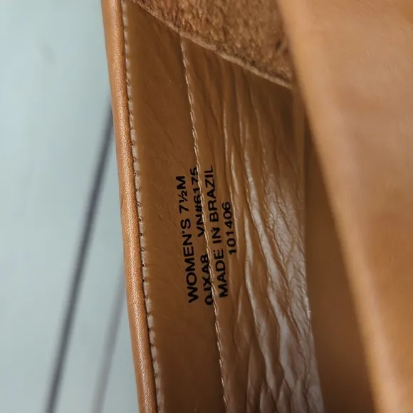 Vintage L.L. Bean Women's Leather Camel Penny Loafer Heels Preppy Academia 7.5