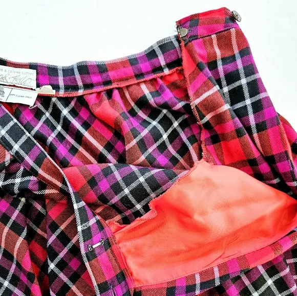 Vintage Lord &amp; Taylor Plaid 100% Wool A-Line High Waisted Pleated Midi Skirt 10