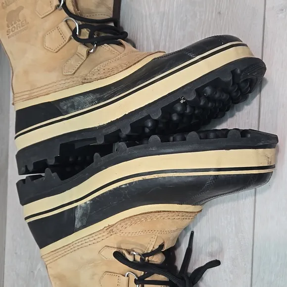 Vintage Men Sorel JEE Insulated Line Caribou Leather Waterproof Boots Shoes Sz 9