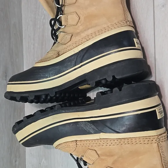 Vintage Men Sorel JEE Insulated Line Caribou Leather Waterproof Boots Shoes Sz 9