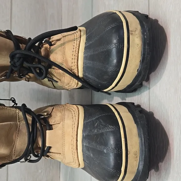 Vintage Men Sorel JEE Insulated Line Caribou Leather Waterproof Boots Shoes Sz 9