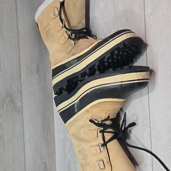 Vintage Men Sorel JEE Insulated Line Caribou Leather Waterproof Boots Shoes Sz 9