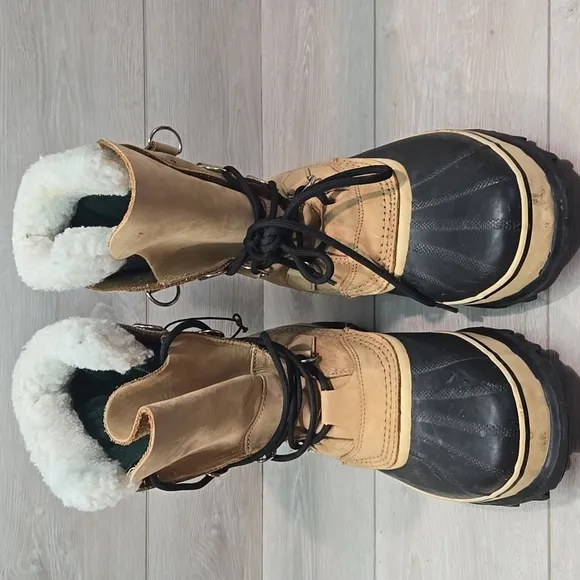 Vintage Men Sorel JEE Insulated Line Caribou Leather Waterproof Boots Shoes Sz 9