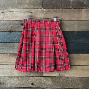 Vintage Paris Sport Club Red Plaid Pleated Skirt