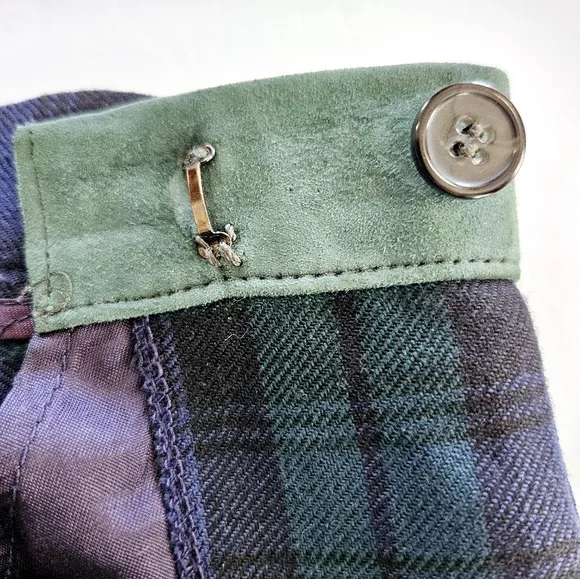 Vintage Ralph Lauren Tartan Plaid Wool Pleated High Waist A-Line Midi Skirt 10
