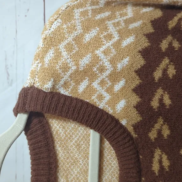 Vintage Style Fair Isle Scandi Sweater Striped Oversized Cozy Retro Boho XL