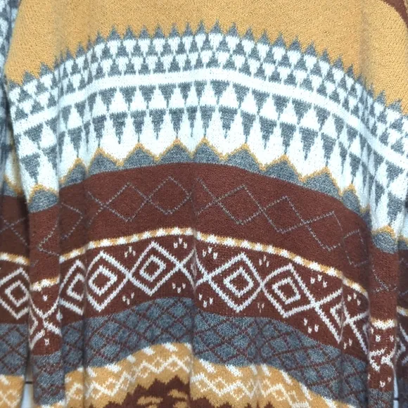 Vintage Style Fair Isle Scandi Sweater Striped Oversized Cozy Retro Boho XL