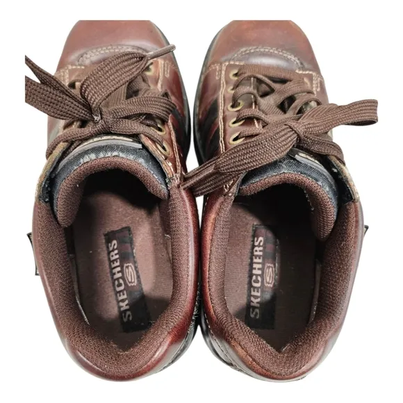 Vintage Women's Sketchers 90s Y2K Brown/Black Chunky Leather Sneakers Size 8