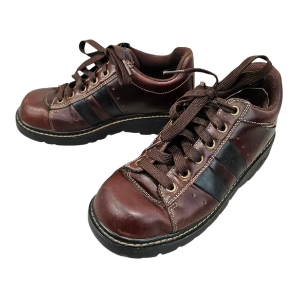 Vintage Women's Sketchers 90s Y2K Brown/Black Chunky Leather Sneakers Size 8