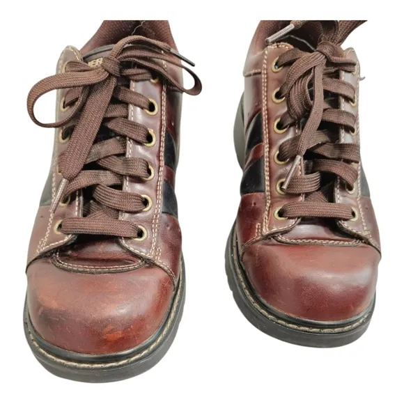 Vintage Women's Sketchers 90s Y2K Brown/Black Chunky Leather Sneakers Size 8