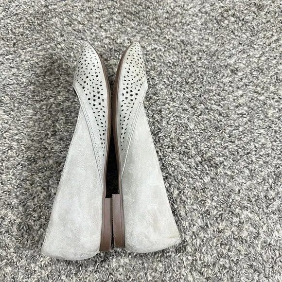 Vionic Carmela Taupe Brown Perforated Suede Pointed Toe Ballet Flats Shoe Size 9
