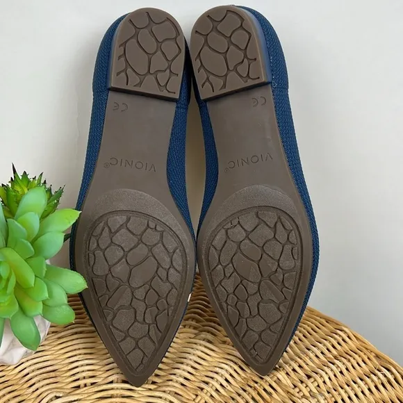 Vionic Dahlia Ballet Skimmer Flats Woven Pointed Toe 6.5