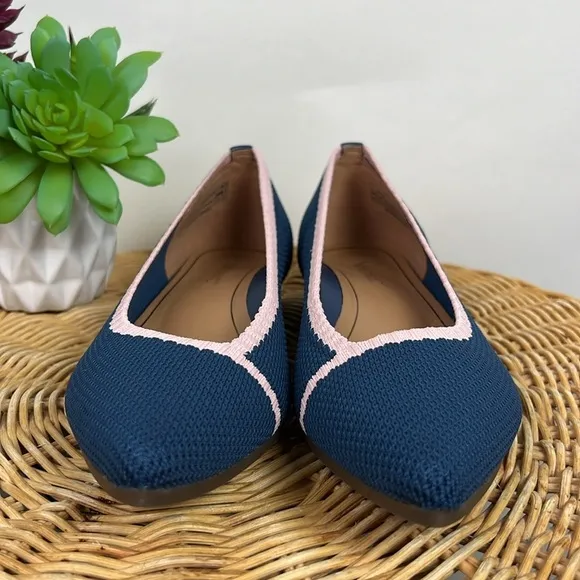Vionic Dahlia Ballet Skimmer Flats Woven Pointed Toe 6.5