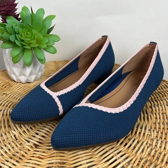 Vionic Dahlia Ballet Skimmer Flats Woven Pointed Toe 6.5