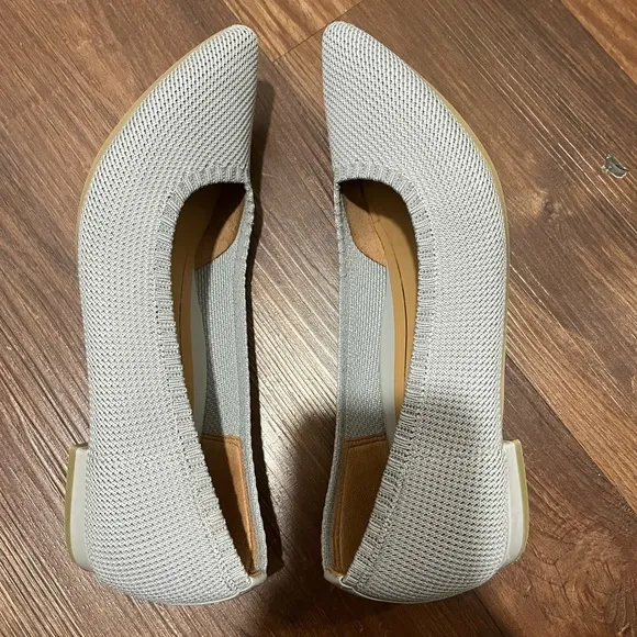Vionic Dahlia Knit Pointed Toe Gray Flats Slip On Comfort Sz 7.5