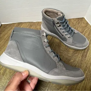 Vionic Gray  Whitley Leather High Top Sneakers Booties Size 7