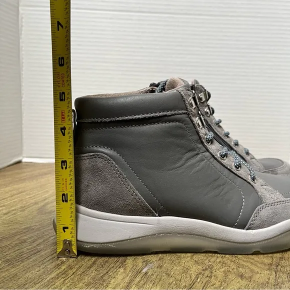 Vionic Gray  Whitley Leather High Top Sneakers Booties Size 7