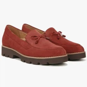 Vionic Orthaheel Finley Syrah Red Suede Leather Chunky Tassel Bow Loafers 11 W