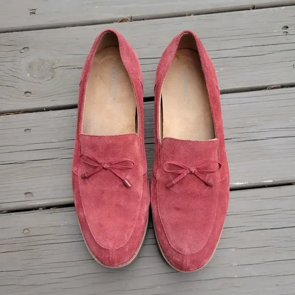Vionic Orthaheel Finley Syrah Red Suede Leather Chunky Tassel Bow Loafers 11 W
