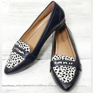 Vionic Savanah Spot Loafers Size 7 Black‎ Animal Print Loafer Spot Print