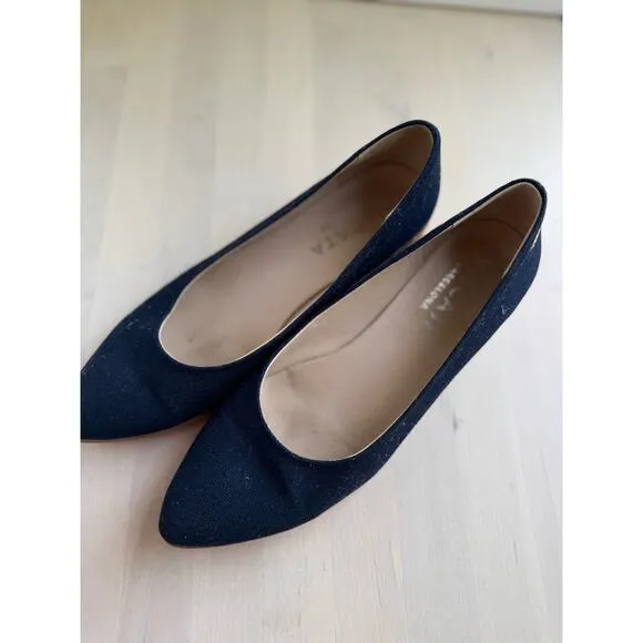 Viscata Barcelona Blue  Rubina Canvas Flat Handmade Wedges  size 40 / us 9