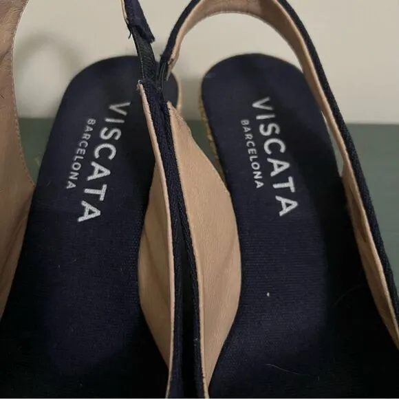 Viscata Barcelona Navy Canvas Espadrille Wedge Heels Size 40 (US 9)