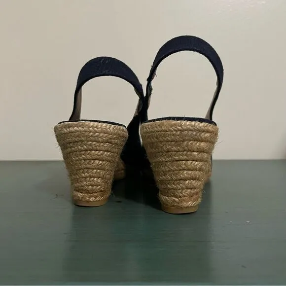 Viscata Barcelona Navy Canvas Espadrille Wedge Heels Size 40 (US 9)
