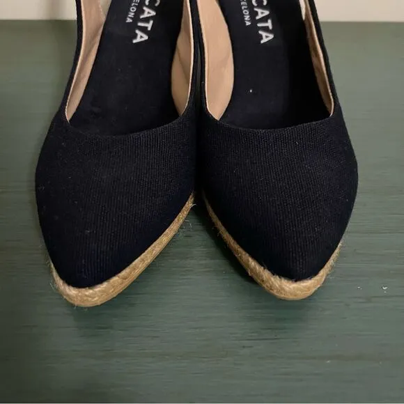 Viscata Barcelona Navy Canvas Espadrille Wedge Heels Size 40 (US 9)
