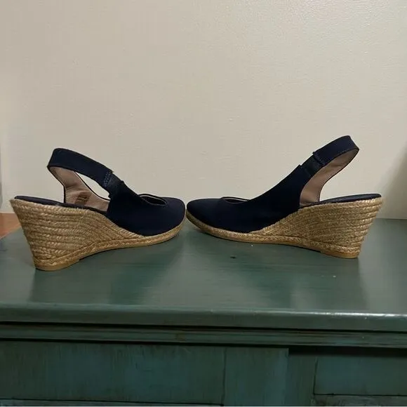 Viscata Barcelona Navy Canvas Espadrille Wedge Heels Size 40 (US 9)