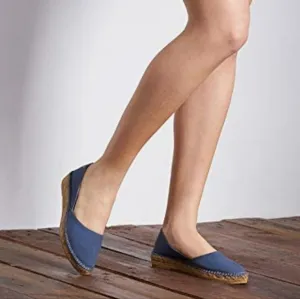 Viscata Barcelona Rascassa Navy Blue Canvas &amp; Jute Espadrille Flats (Size 36)