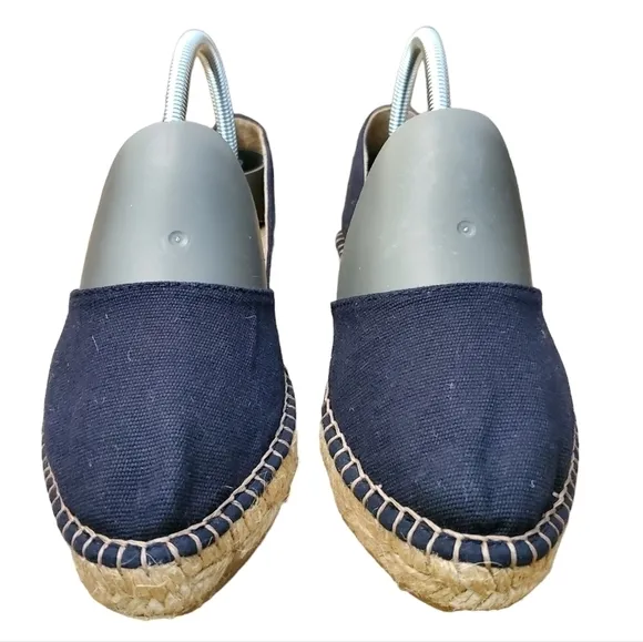 Viscata Barcelona Rascassa Navy Blue Canvas &amp; Jute Espadrille Flats (Size 36)