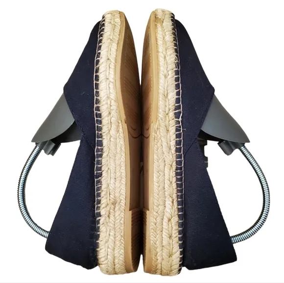 Viscata Barcelona Rascassa Navy Blue Canvas &amp; Jute Espadrille Flats (Size 36)