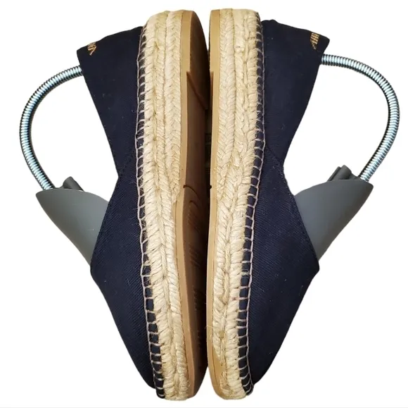 Viscata Barcelona Rascassa Navy Blue Canvas &amp; Jute Espadrille Flats (Size 36)