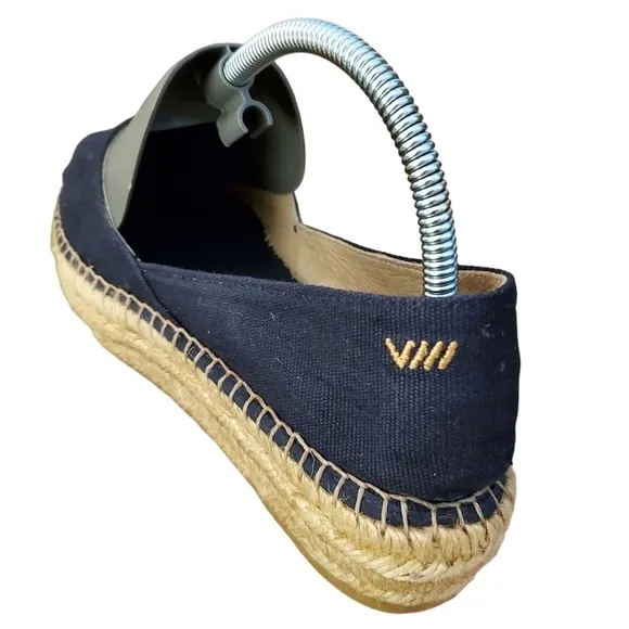 Viscata Barcelona Rascassa Navy Blue Canvas &amp; Jute Espadrille Flats (Size 36)