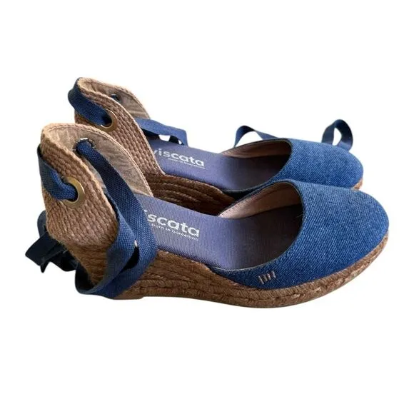Viscata Barcelona Sagaro Canvas Espadrille Wedges in blue 37
