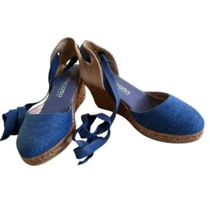 Viscata Barcelona Sagaro Canvas Espadrille Wedges in blue 37