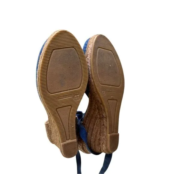 Viscata Barcelona Sagaro Canvas Espadrille Wedges in blue 37