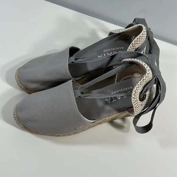 Viscata Fosca Suede Lace Up Espadrille Wedges Sz 8/39 NWOB Ankle Ties Summer