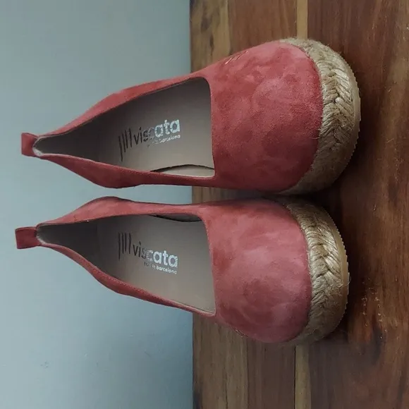 Viscata Suede Wedge Espadrilles - Marquesa, Garnet, Size 42 (10)