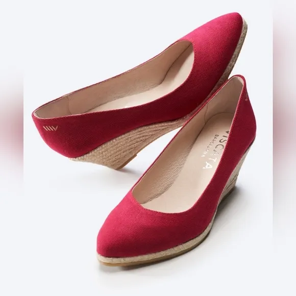 Viscata Sz 39 Roses Limited Edition Canvas V Cut Espadrille Wedges Sz 8 New SH35