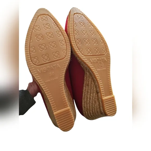 Viscata Sz 39 Roses Limited Edition Canvas V Cut Espadrille Wedges Sz 8 New SH35