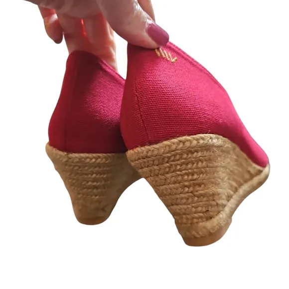 Viscata Sz 39 Roses Limited Edition Canvas V Cut Espadrille Wedges Sz 8 New SH35