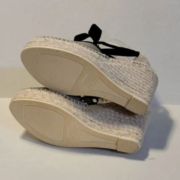 Viscata Tavallera Gray Canvas Platform Canvas Lace Up Wedge Espadrilles