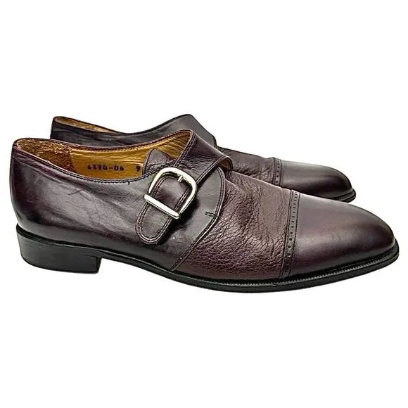 Vito Papolo Mens Shoes Loafers Cap Toe Monk Strap Brown Size 9 Medium Pre-Owned