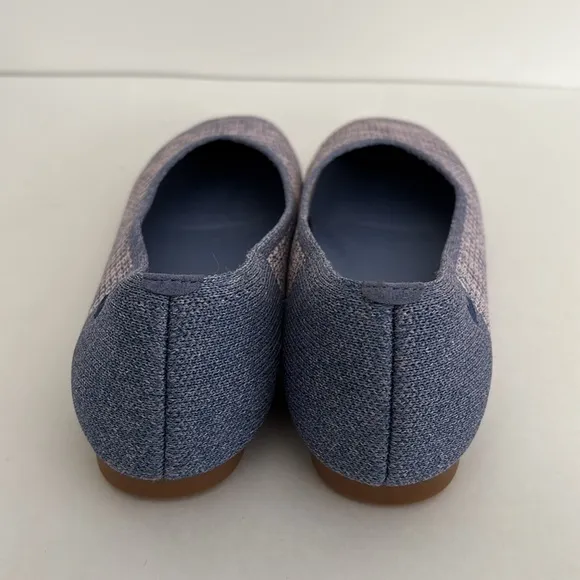 Vivaia Blue Pink Knit Stretch Comfort Ballet‎ Flats Square Toe Womens Size 40.5