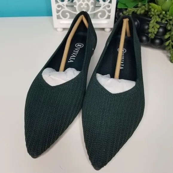 Vivaia Malia Pointed Toe Flats Hunter Green